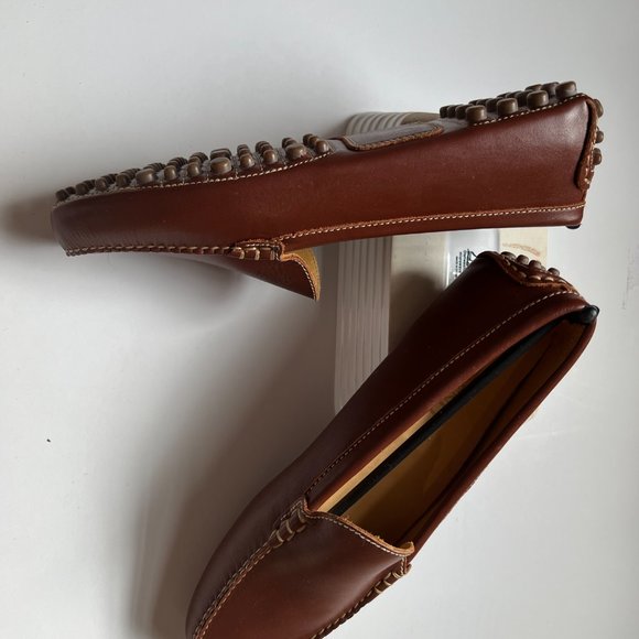 NEW Brown leather driving loafers/moccasins - Lands' End - Picture 2 of 9